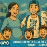 Familias y jóvenes marchando en la Ciudad de México en la Marcha por la Vida 2025 bajo el lema Cada vida es un triunfo.