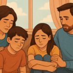 Familia mexicana ofreciendo apoyo emocional en medio de una crisis de soledad y tristeza.