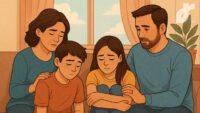 Familia mexicana ofreciendo apoyo emocional en medio de una crisis de soledad y tristeza.