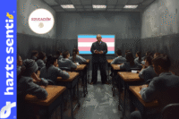 aula escolar con manual sobre infancias trans y no binarias de la SEP