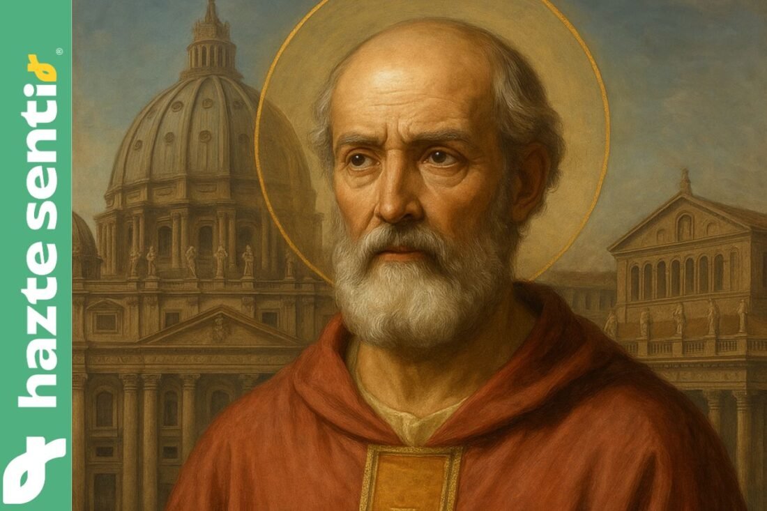 Retrato de San Lino, primer sucesor de San Pedro y segundo Papa de la Iglesia Católica.