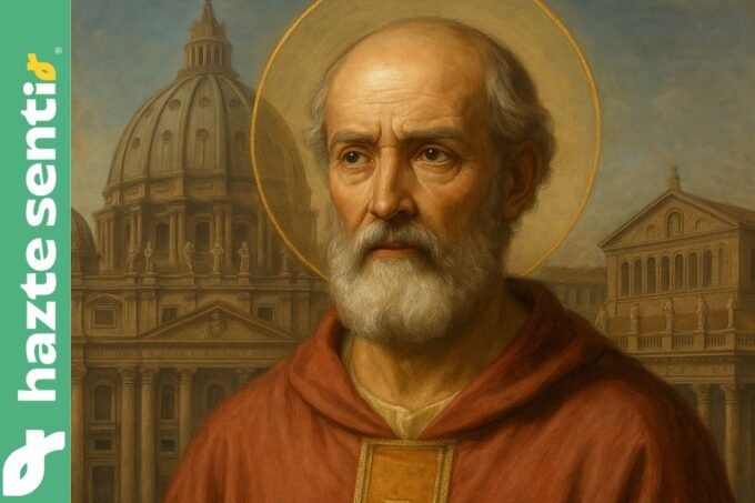 Retrato de San Lino, primer sucesor de San Pedro y segundo Papa de la Iglesia Católica.