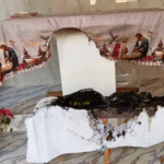 Imagen de la Virgen María dañada tras un acto de vandalismo ocurrido durante la madrugada de Navidad en Villa Guerrero, Estado de México, en un ataque contra la libertad religiosa.