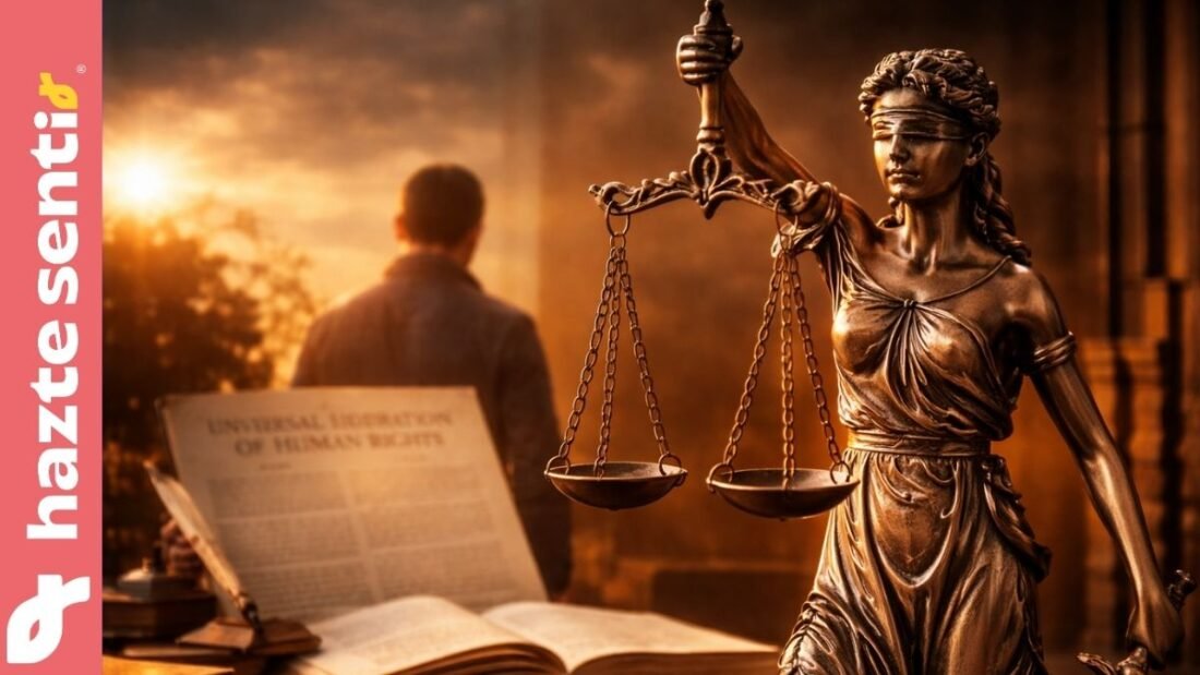 Fundamento de los derechos humanos en la dignidad humana y la ley natural representado por la justicia y la conciencia moral