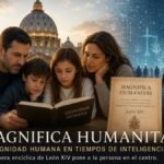 Familia leyendo sobre dignidad humana frente a los desafíos de la inteligencia artificial