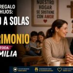 Pareja compartiendo tiempo a solas en el matrimonio mientras sus hijos permanecen juntos en casa, destacando la importancia de fortalecer la familia.
