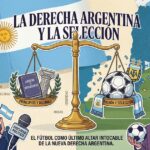 Hinchas y dirigentes celebrando junto a la bandera argentina, símbolo del debate sobre la derecha argentina y la Selección