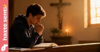 Joven en oración buscando descubrir su vocación y discernir el llamado de Dios