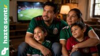 Familia mexicana viendo fútbol en casa como símbolo de unidad nacional y reconstrucción del tejido social en México