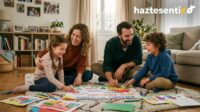 Padres compartiendo tiempo de calidad con sus hijos en casa mientras juegan y crean recuerdos familiares
