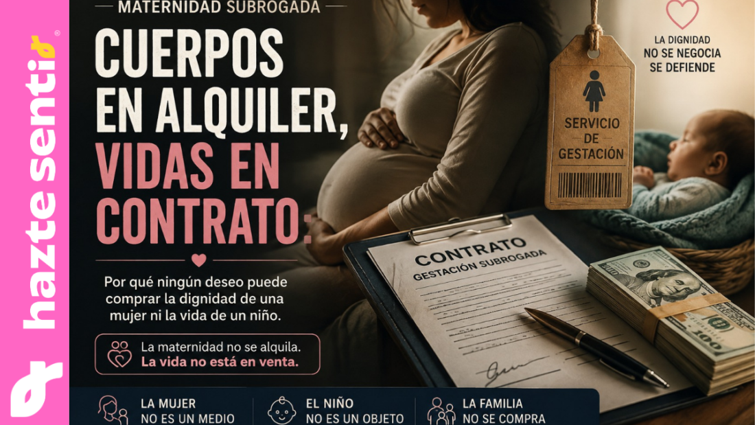 Mujer embarazada en actitud reflexiva como símbolo de maternidad subrogada y dignidad humana