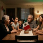 Familia mexicana celebrando el 15 de septiembre y reflexionando sobre el futuro de México