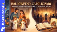 Niños disfrazados de santos con una vela encendida en una fiesta familiar, ejemplo de Halloween y catolicismo