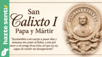 Diseño conmemorativo de San Calixto I Papa y Mártir con relieve en piedra y frase devocional