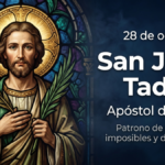 Ilustración de San Judas Tadeo apóstol del Señor y patrono de las causas difíciles e imposibles, conmemorando el 28 de octubre