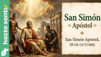 San Simón Apóstol, el Zelote, representado con una sierra, símbolo de su martirio