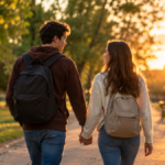 Pareja de jóvenes caminando de la mano al atardecer, imagen sobre YOUCAT Amor para siempre y el gran amor